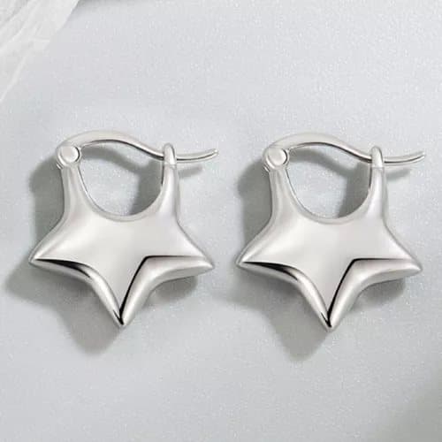 925 Sterling Silver Star Shaped Fashion Hoop Earrings Jewellery Women Girls Gift