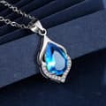 Miniatyrbild 1 av 6: Crystal Blue Water Drop Pendant Chain Necklace 925 Sterling Silver Jewellery UK