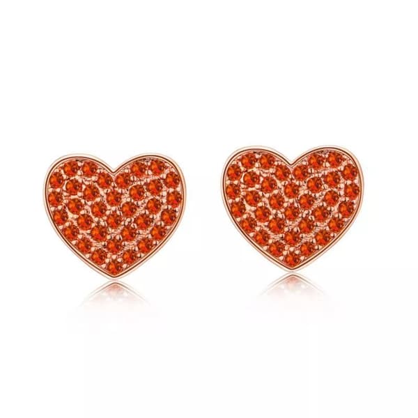 Rose Gold Crystal Heart Stud Earrings 925 Sterling Silver Women Girls Jewellery