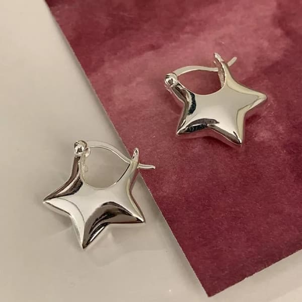 925 Sterling Silver Lovely Star Shaped Hoop Earrings Jewellery Women Girls Gift