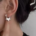 Miniatyrbillede 5 af 6: 925 Sterling Silver Lovely Star Shaped Hoop Earrings Jewellery Women Girls Gift