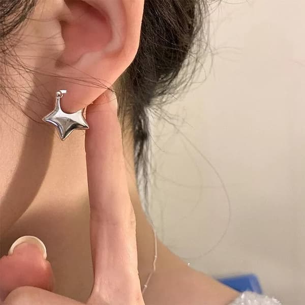 925 Sterling Silver Lovely Star Shaped Hoop Earrings Jewellery Women Girls Gift