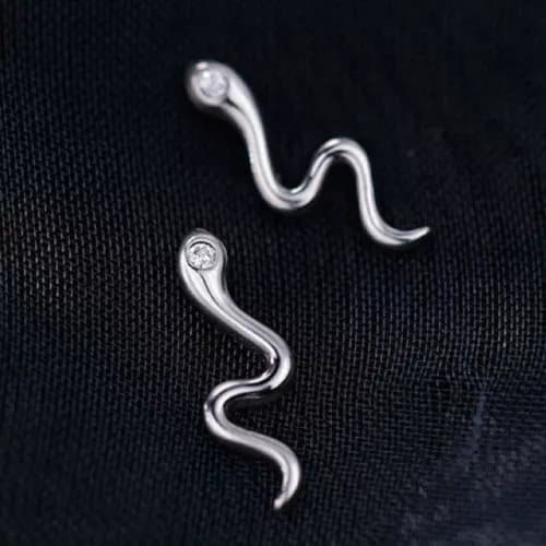 925 Sterling Silver Crystal Snake Shaped Stud Earrings Women Girls Jewellery