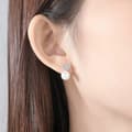 Miniatyrbilde 5 av 9: Women 925 Sterling Silver Cute Crystal Heart Pearl Stud Earrings Jewellery Gift