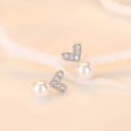 Miniatyrbilde 6 av 9: Women 925 Sterling Silver Cute Crystal Heart Pearl Stud Earrings Jewellery Gift