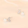 Miniatyrbilde 7 av 9: Women 925 Sterling Silver Cute Crystal Heart Pearl Stud Earrings Jewellery Gift