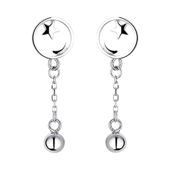 925 Sterling Silver Moon Star Dangle Drop Stud Earrings Women Jewellery Gift