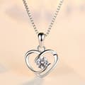 Miniatyrbilde 2 av 6: Women Crystal Heart Swirl Pendant Chain Necklace 925 Sterling Silver Jewellery