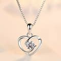 Miniatyrbilde 1 av 6: Women Crystal Heart Swirl Pendant Chain Necklace 925 Sterling Silver Jewellery