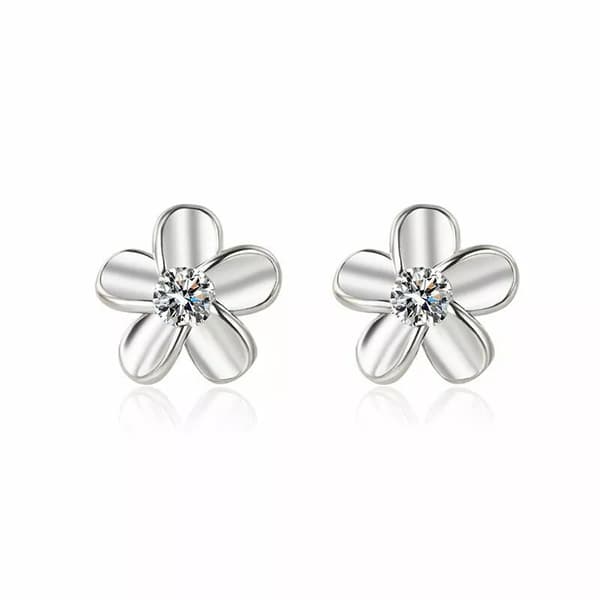 Womens Girls 925 Sterling Silver Smooth Flower Stud Earrings Jewellery Gift