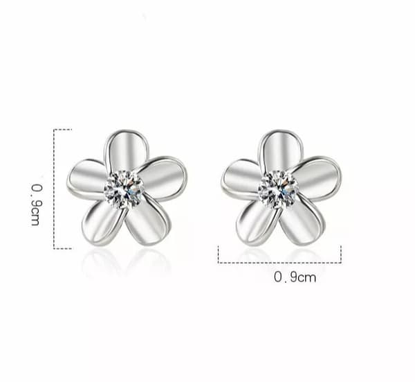 Womens Girls 925 Sterling Silver Smooth Flower Stud Earrings Jewellery Gift