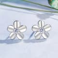 Miniatyrbilde 2 av 8: Womens Girls 925 Sterling Silver Smooth Flower Stud Earrings Jewellery Gift