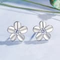Miniatyrbilde 1 av 8: Womens Girls 925 Sterling Silver Smooth Flower Stud Earrings Jewellery Gift
