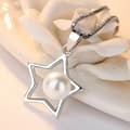 Miniatyrbild 3 av 6: Women Girls Pearl Star Pendant Chain Necklace 925 Sterling Silver Jewellery Gift
