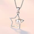 Miniatyrbild 4 av 6: Women Girls Pearl Star Pendant Chain Necklace 925 Sterling Silver Jewellery Gift