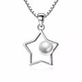 Miniatyrbild 5 av 6: Women Girls Pearl Star Pendant Chain Necklace 925 Sterling Silver Jewellery Gift