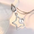 Miniatyrbild 2 av 6: Women Girls Pearl Star Pendant Chain Necklace 925 Sterling Silver Jewellery Gift