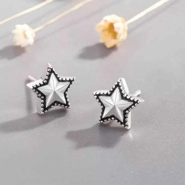 Vintage star Stud Earrings 925 Sterling Silver Women Girls Jewellery Gift