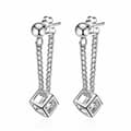 Miniatyrbilde 5 av 6: Women 925 Sterling Silver Crystal Cube Dangle Drop Stud Earrings Jewellery Gift