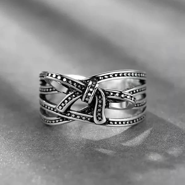 Women Girls Elegant Bow Tie Adjustable Ring 925 Sterling Silver Jewellery Gift U