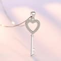 Miniatyrbilde 2 av 7: Women Crystal Heart Key Pendant Chain Necklace 925 Sterling Silver Jewellery UK