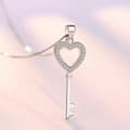Miniatyrbilde 1 av 7: Women Crystal Heart Key Pendant Chain Necklace 925 Sterling Silver Jewellery UK