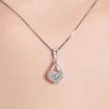 Miniatyrbillede 5 af 7: 925 Sterling Silver Crystal Water Drop Pendant Necklace Women Girls Jewellery UK