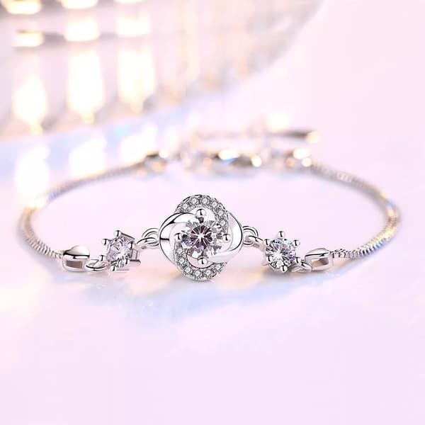 925 Sterling Silver Crystal Swirl Charm Bracelet Women Girls Jewellery UK