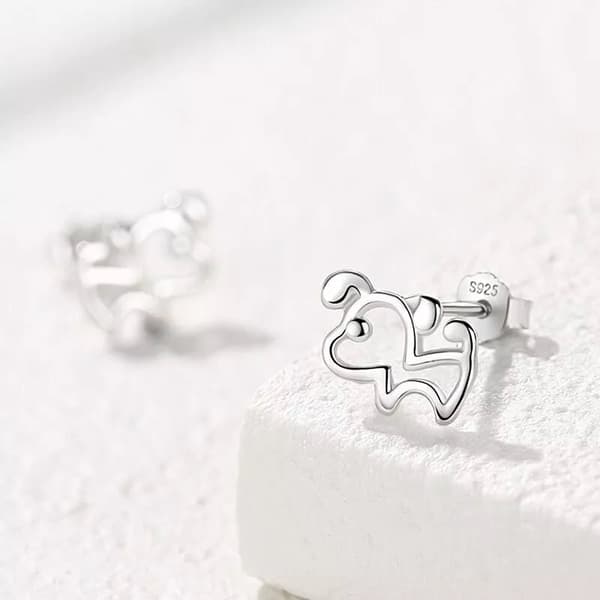 Cute Doggy Puppy Stud Earrings 925 Sterling Silver Women Girls Jewellery Gift