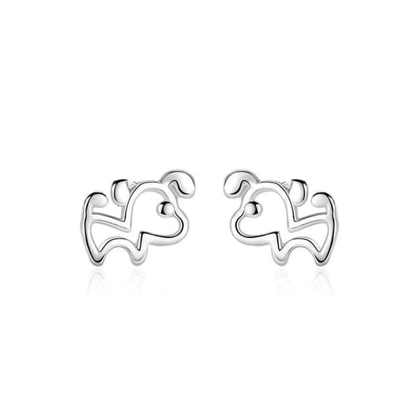 Cute Doggy Puppy Stud Earrings 925 Sterling Silver Women Girls Jewellery Gift