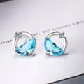 Miniatyrbilde 3 av 6: Women 925 Sterling Silver Crystal Circle Lake Stud Earrings Jewellery Gift