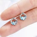 Miniatyrbilde 2 av 6: Women 925 Sterling Silver Crystal Circle Lake Stud Earrings Jewellery Gift