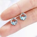 Miniatyrbilde 1 av 6: Women 925 Sterling Silver Crystal Circle Lake Stud Earrings Jewellery Gift
