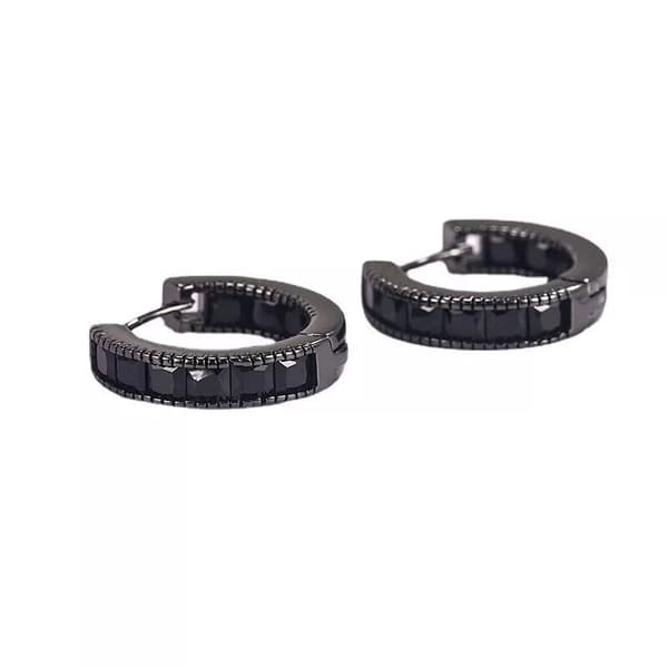 925 Sterling Silver Cubic Zirconia Black Hoop Earrings Women Girls Jewellery