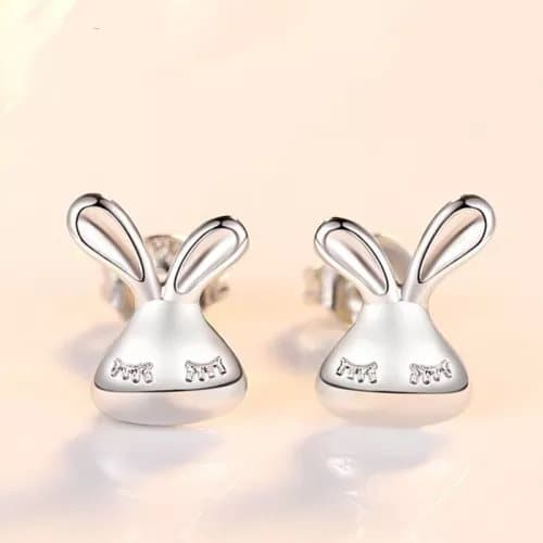 Fashion Cute Rabbit Stud Earrings 925 Sterling Silver Women Girls Jewellery Gift