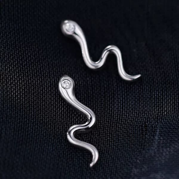 925 Sterling Silver Crystal Snake Shaped Stud Earrings Women Girls Jewellery UK