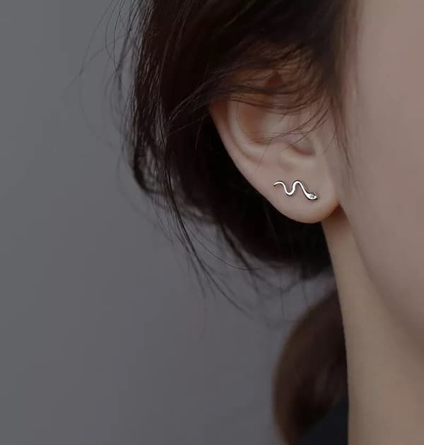 925 Sterling Silver Crystal Snake Shaped Stud Earrings Women Girls Jewellery UK