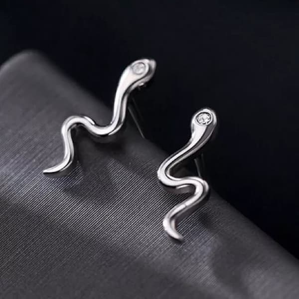 925 Sterling Silver Crystal Snake Shaped Stud Earrings Women Girls Jewellery UK