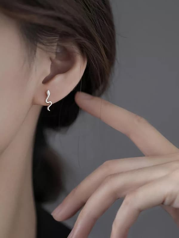 925 Sterling Silver Crystal Snake Shaped Stud Earrings Women Girls Jewellery UK