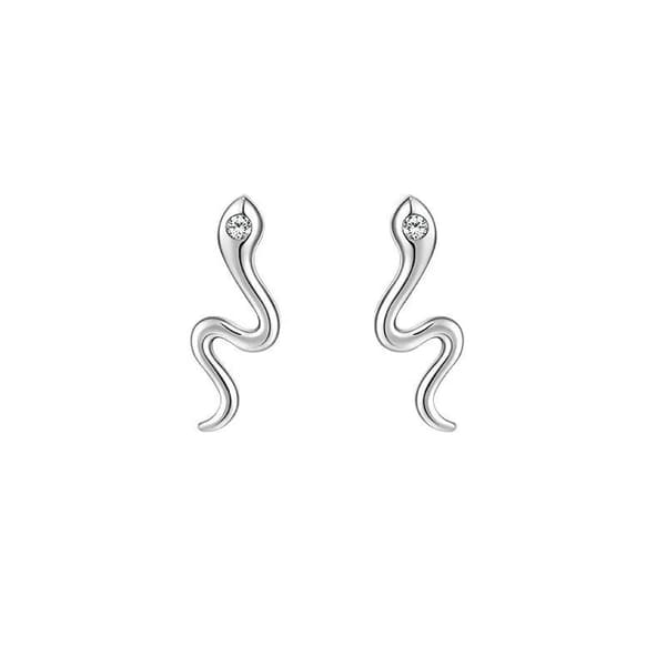 925 Sterling Silver Crystal Snake Shaped Stud Earrings Women Girls Jewellery UK