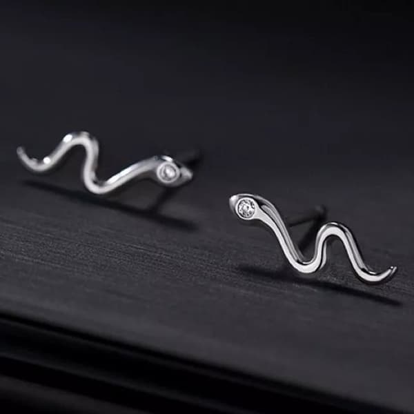 925 Sterling Silver Crystal Snake Shaped Stud Earrings Women Girls Jewellery UK