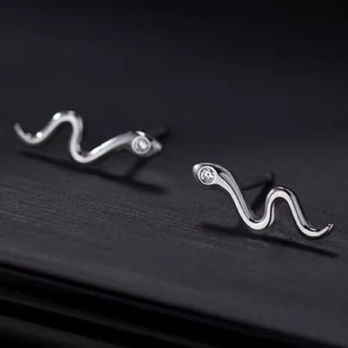 925 Sterling Silver Crystal Snake Shaped Stud Earrings Women Girls Jewellery UK
