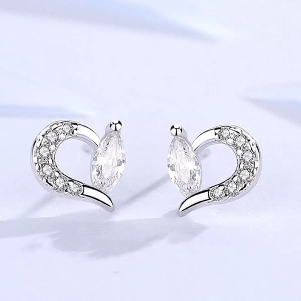 925 Sterling Silver Crystal Heart Shaped Stud Earrings Jewellery Women Gift UK