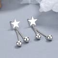Miniatyrbild 2 av 10: 925 Sterling Silver Star Bead Dangle Drop Stud Earrings Women Girls Jewellery UK