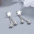 Miniatyrbild 1 av 10: 925 Sterling Silver Star Bead Dangle Drop Stud Earrings Women Girls Jewellery UK