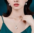 Miniatyrbild 5 av 6: 925 Sterling Silver Crystal Pearl Pendant Necklace Women Girls Jewellery Gift UK