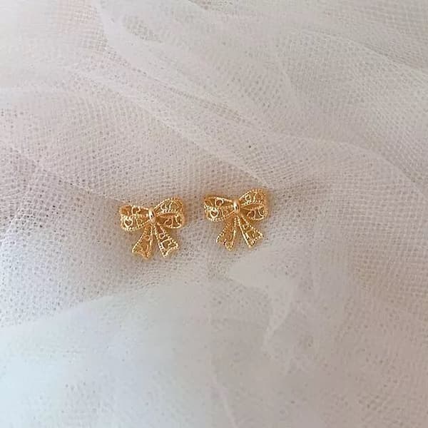 Rose Gold Bow Tie Stud Earrings 925 Sterling Silver Jewellery Women Girls Gift