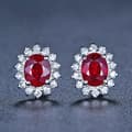 Miniatyrbilde 2 av 6: 925 Sterling Silver Crystal Red Gemstone Stud Earrings Jewellery Women Gift