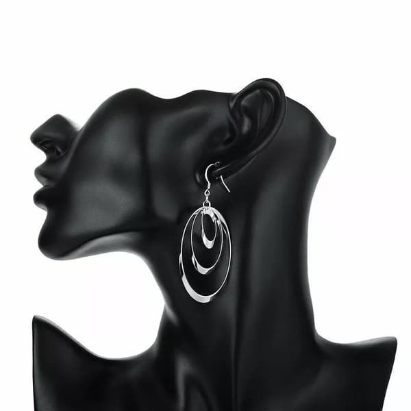 Womens Girls 925 Sterling Silver Round Circle Drop Hook Earrings Jewellery Gift
