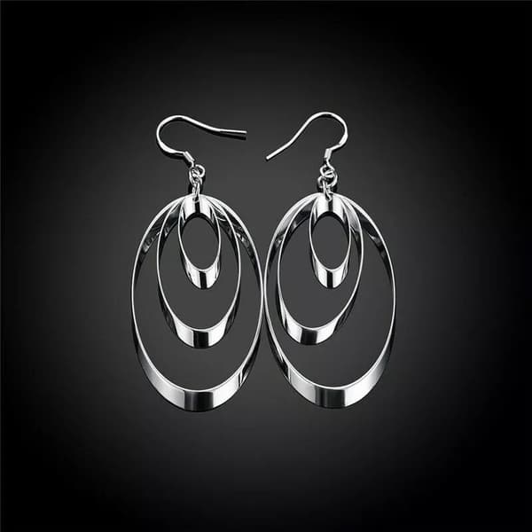 Womens Girls 925 Sterling Silver Round Circle Drop Hook Earrings Jewellery Gift